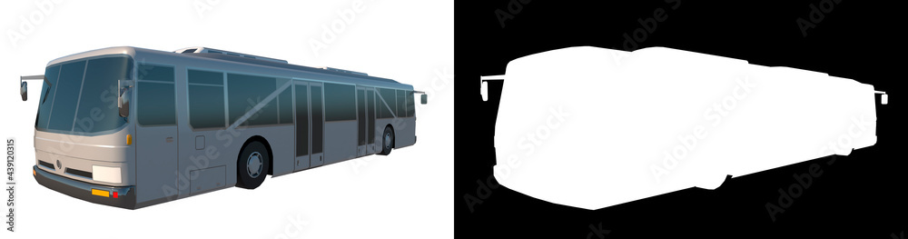 Shuttle Bus 1- Perspective F view white background alpha png 3D Rendering Ilustracion 3D