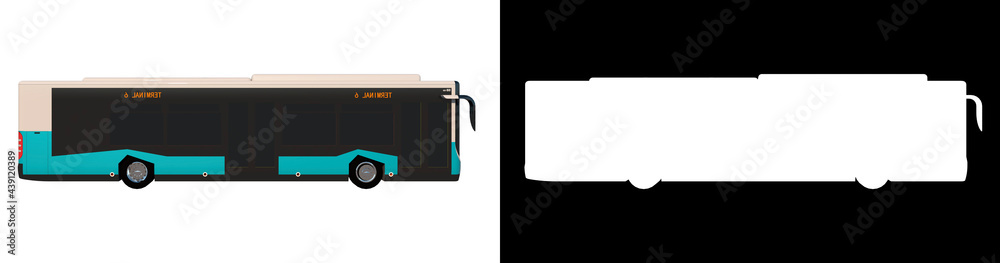 Urban Bus 1- Lateral view white background alpha png 3D Rendering Ilustracion 3D
