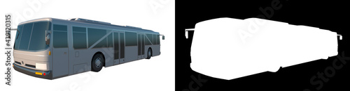 Shuttle Bus 1- Perspective F view white background alpha png 3D Rendering Ilustracion 3D