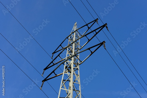 power lines of blue sky