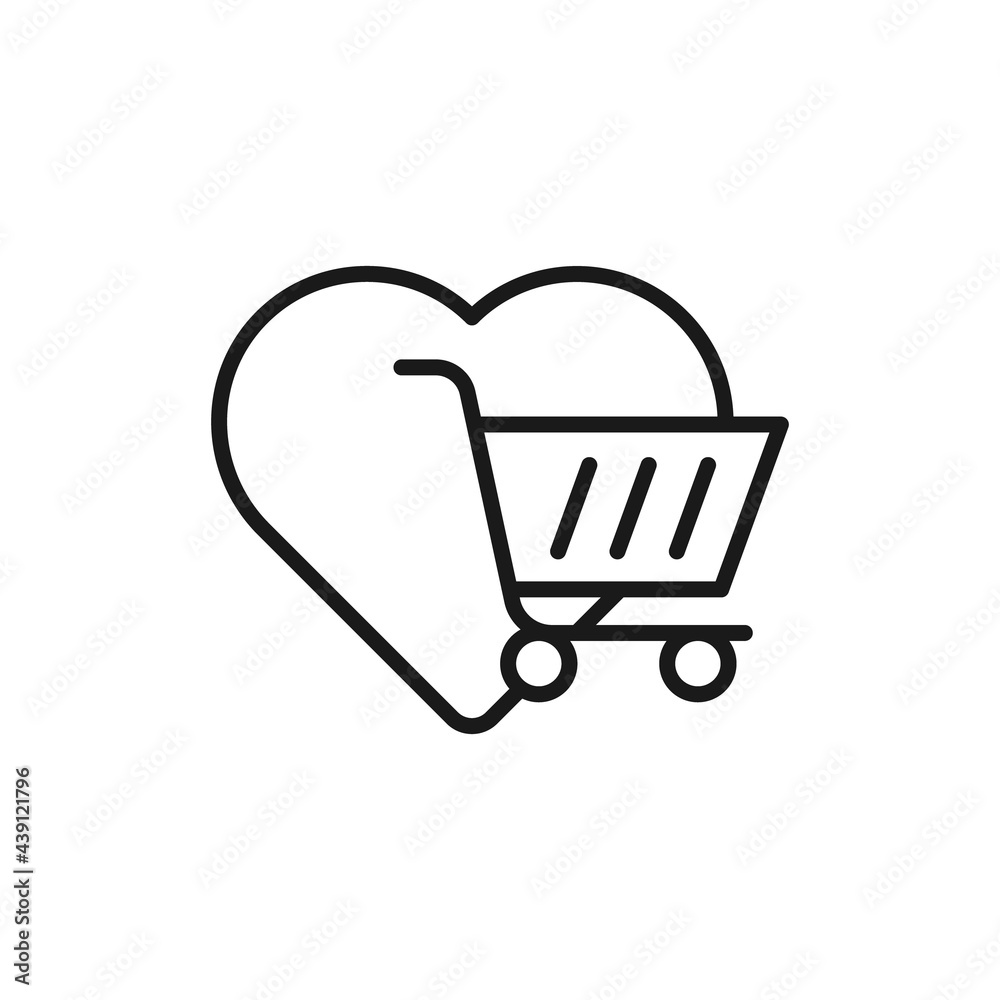 Shopping Wish List icon Vector Illustration. Shopping Wish List with Love Shape icon design concept for e-commerce, online store and marketplace website, mobile, logo, symbol, button, sign, App UI Shopping Wish List icon Vector Illustration. Shopping Wish List with Love Shape icon design concept for e-commerce, online store and marketplace website, mobile, logo, symbol, button, sign, App UI