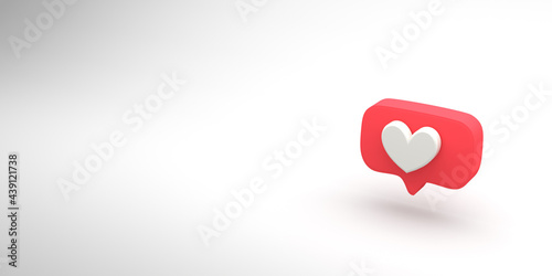 3D render illustration of social media like icon photo