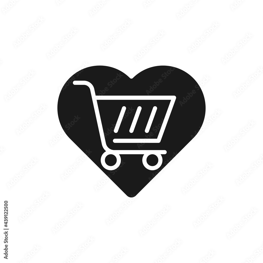 Shopping Wish List icon Vector Illustration. Shopping Wish List with Love Shape icon design concept for e-commerce, online store and marketplace website, mobile, logo, symbol, button, sign, App UI Shopping Wish List icon Vector Illustration. Shopping Wish List with Love Shape icon design concept for e-commerce, online store and marketplace website, mobile, logo, symbol, button, sign, App UI