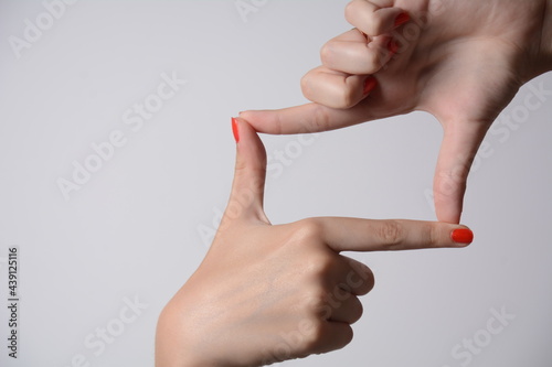 Bild auf Leinwand Hand symbol that means frame on white background