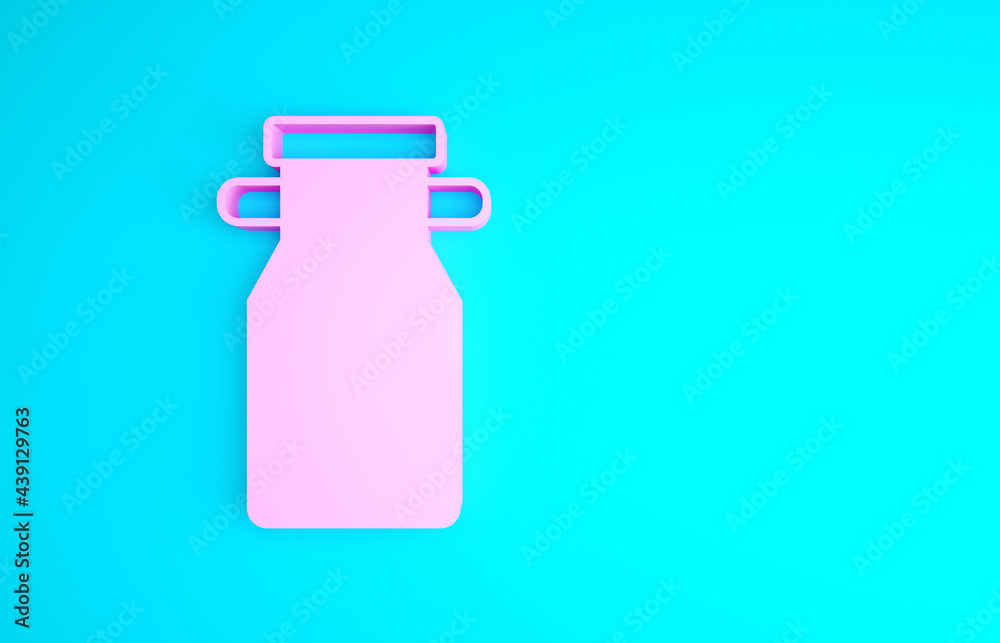 Pink Can container for milk icon isolated on blue background. Minimalism concept. 3d illustration 3D render Pink Can container for milk icon isolated on blue background. Minimalism concept. 3d illustration 3D render
