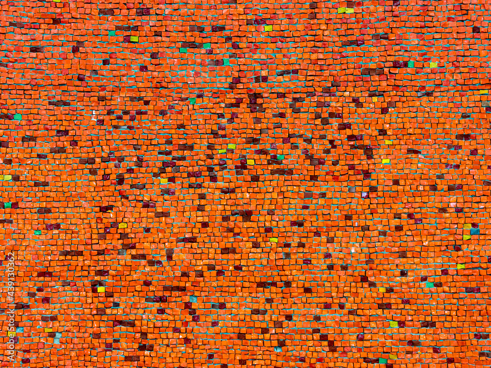 Background of small ceramic orange mosaic