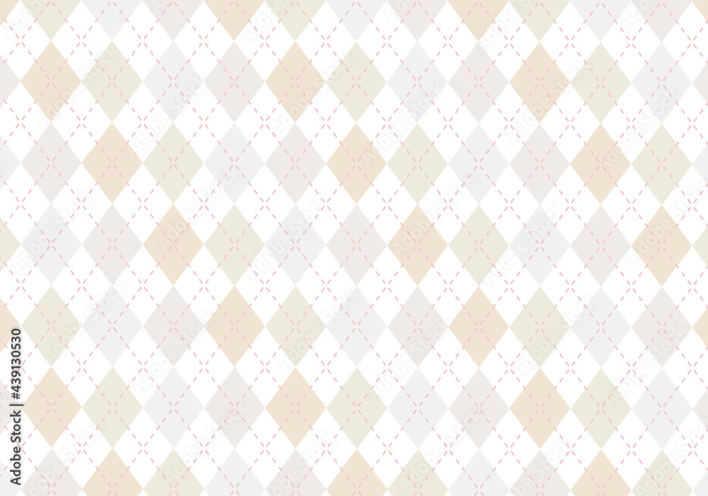 背景素材 アーガイルチェック柄57 白背景 グレー 茶色 薄茶色 カフェオレ Stock Vector Adobe Stock