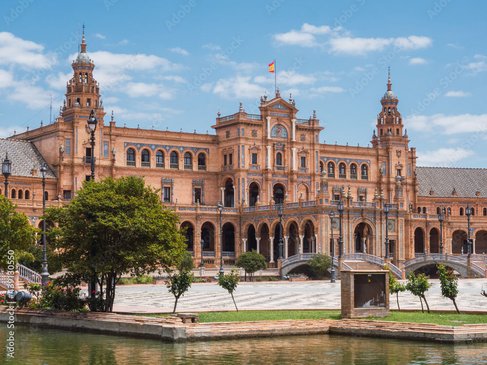 View of Plaza España (Seville, Spain) used to make films. The architectur was Aníbal Gonzalez