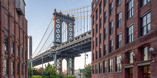 Manhattan Bridge seen from Dumbo in Brooklyn, New York City, USA