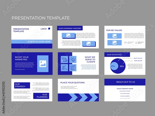 Company Investment Pitch Decks Vector Template Design. Elegant and Modern Styling to convince any message. Colorful Design and appealing business presentation template. Vector customizable file