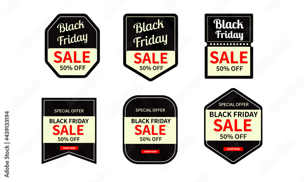 Set of black friday sale label and banners.
