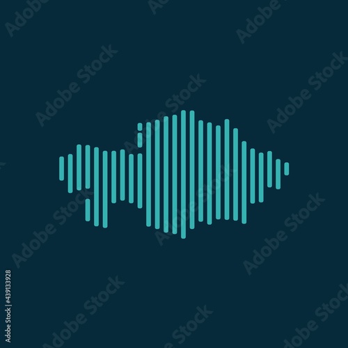 Vector abstract map of Kazakhstan with blue straight rounded lines isolated on a indigo background.