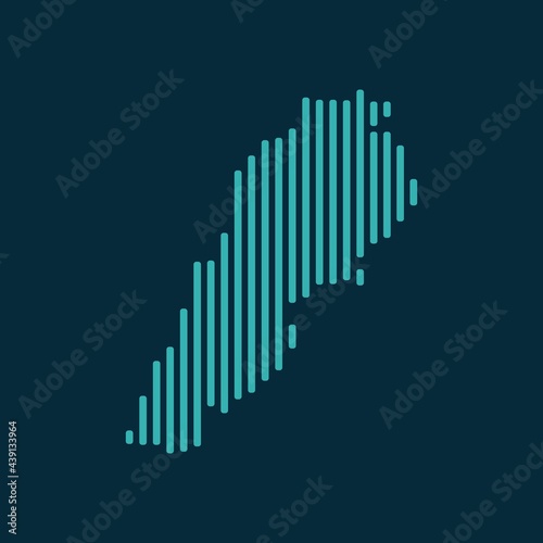 Vector abstract map of Lebanon with blue straight rounded lines isolated on a indigo background.