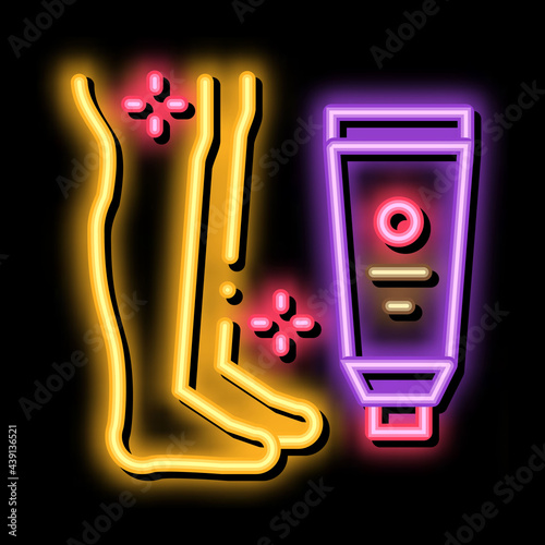 cream for leg after shave neon light sign vector. Glowing bright icon cream for leg after shave sign. transparent symbol illustration