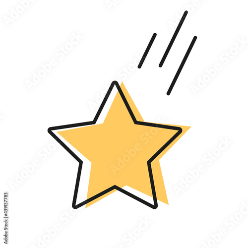 Falling star isolated vector art. Favorite icon.