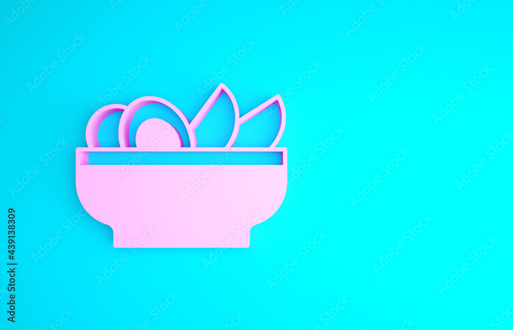 Pink Nachos in plate icon isolated on blue background. Tortilla chips or nachos tortillas. Traditional mexican fast food menu. Minimalism concept. 3d illustration 3D render Pink Nachos in plate icon isolated on blue background. Tortilla chips or nachos tortillas. Traditional mexican fast food menu. Minimalism concept. 3d illustration 3D render