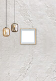 bright stone wall interior design and modern lamp