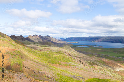 Seltun area aerial landscape, south Iceland panorama.