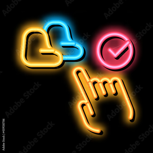 chair bag choice neon light sign vector. Glowing bright icon chair bag choice sign. transparent symbol illustration