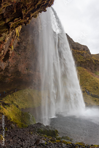 Side view of the Seljalandsfoss waterfall  Iceland