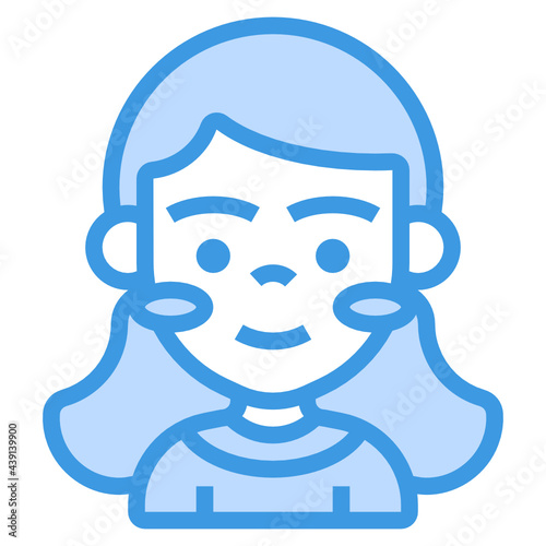 Girl blue line icon
