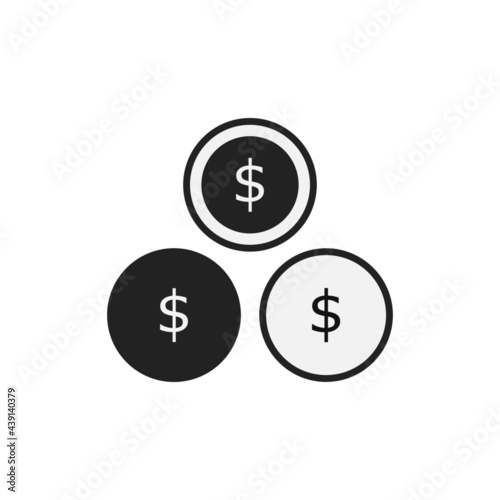 money icon with minimal coin money isolated on white background for business financial.