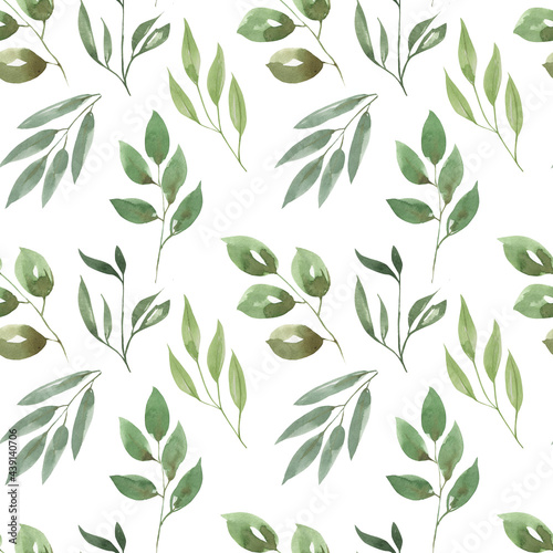 Hand drawn watercolor pattern. Pattern of leaves  wild herbs  flowers  field plants for textiles  napkins  scrapbooking  backgrounds  wallpapers  wrapping paper.
