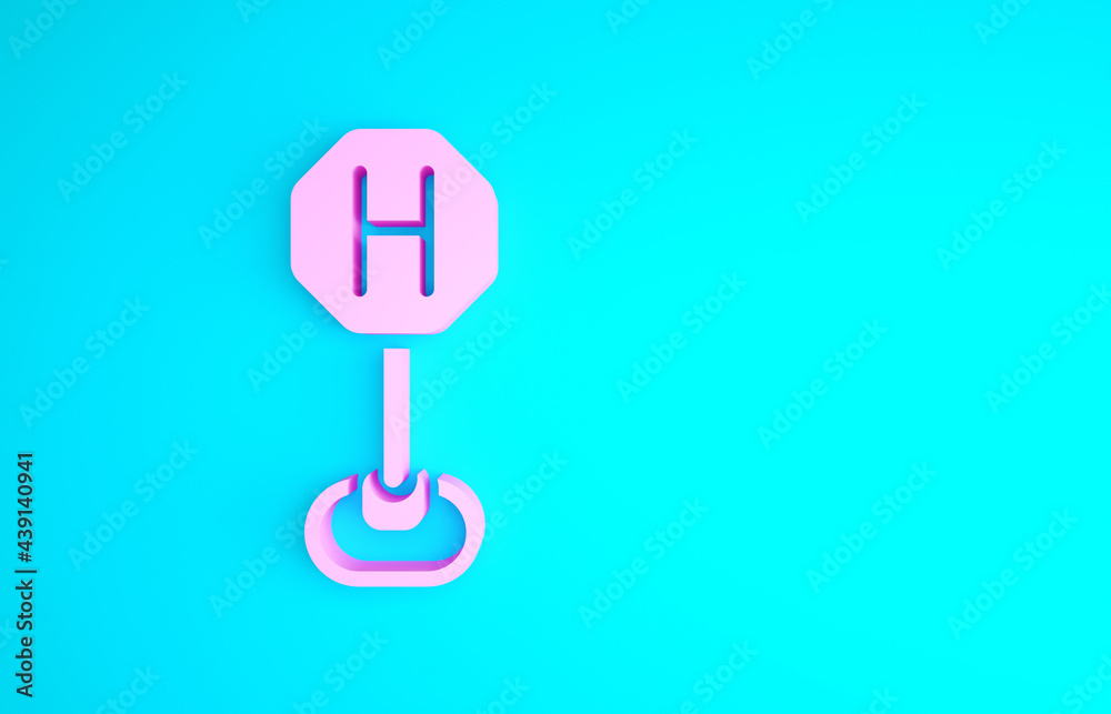 Pink Hospital road traffic icon isolated on blue background. Traffic rules and safe driving. Minimalism concept. 3d illustration 3D render Pink Hospital road traffic icon isolated on blue background. Traffic rules and safe driving. Minimalism concept. 3d illustration 3D render