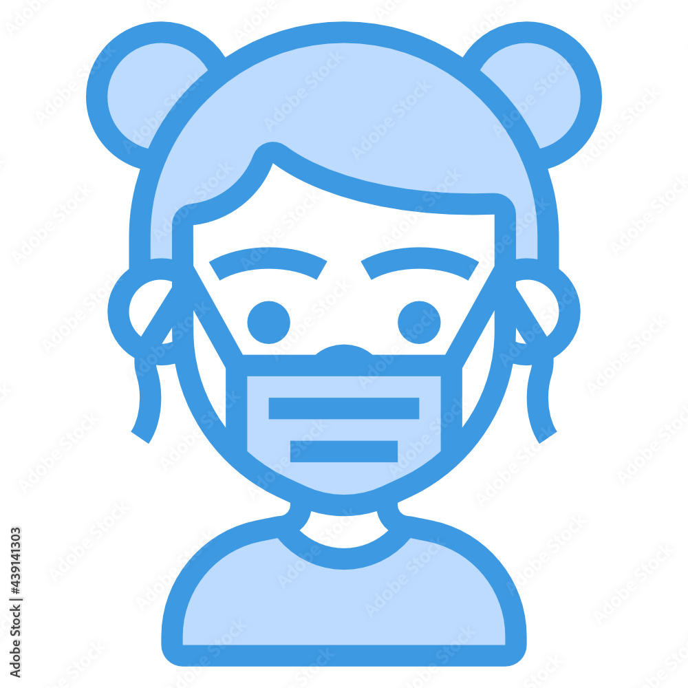Girl blue line icon Girl blue line icon