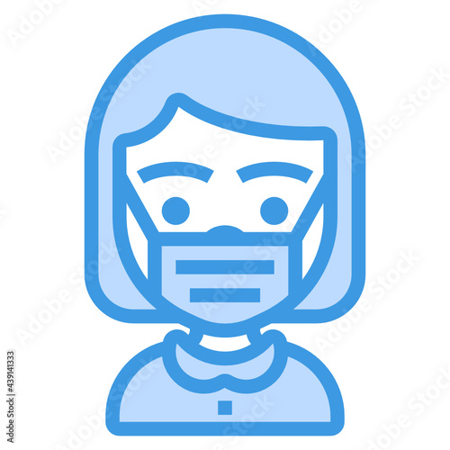 Girl blue line icon