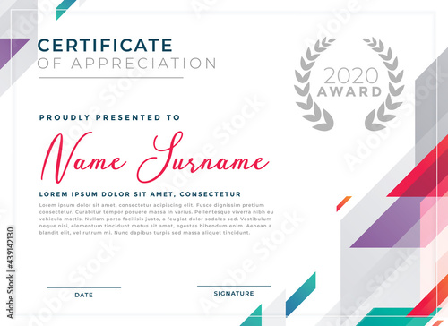 stylish modern elegant certificate of achievement award template design for best candidate or academic success  vector illustration