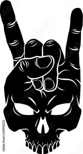 human skull hand gestures Rock and Roll sign of the horns