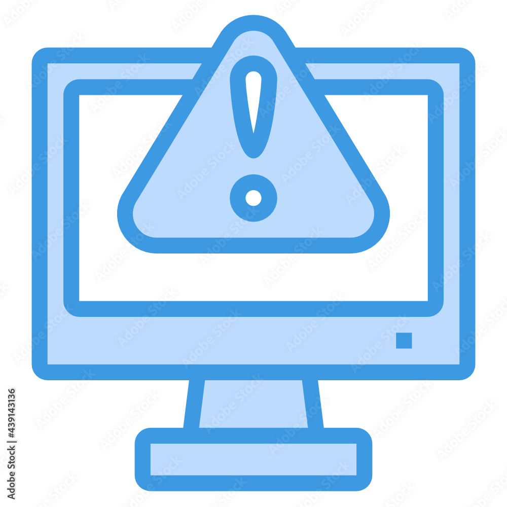 Warning blue line icon Warning blue line icon