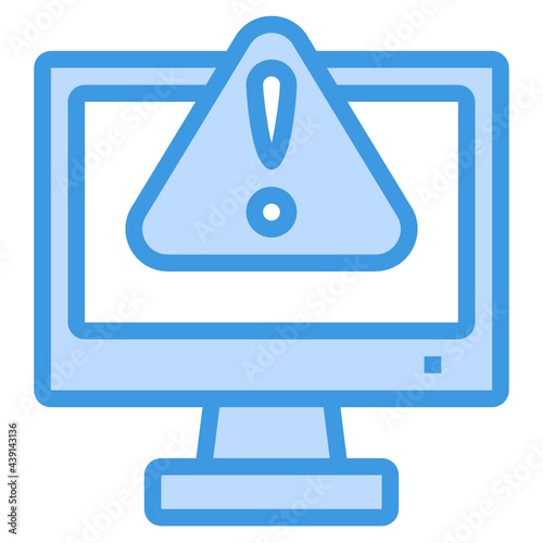 Warning blue line icon