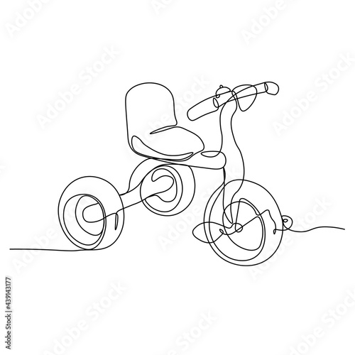 Children's tricycle. A continuous line. Vector illustration drawn with a single line.