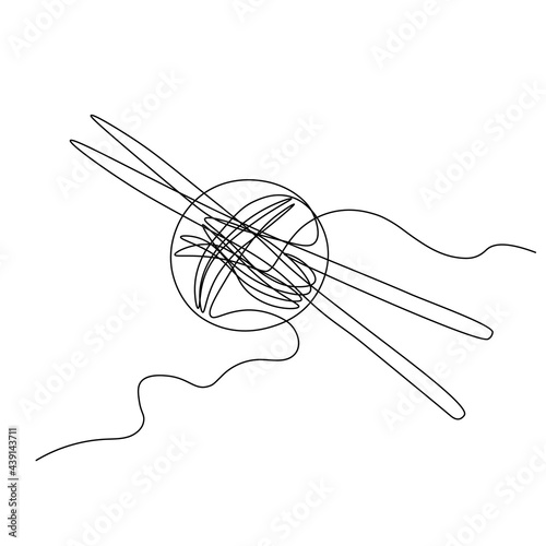 Knitting Day. A continuous line. Vector illustration drawn with a single line.