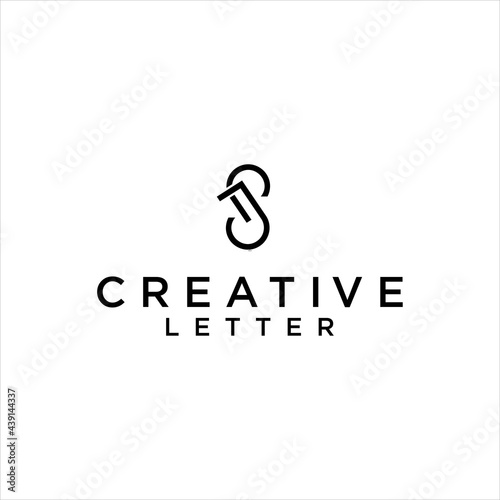 sj logo design, js letter vector with simple line template