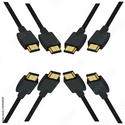 High-Speed 4K HDMI Cable,computer cables, 
wires-cords-flat-item-set-cartoon-black-colored-connectors-hdmi-vga-port-isolated-vector-illustration-collection-network-communication-concept.