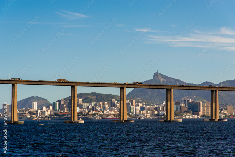Rio - Niteroi Bridge Crossing Guanabara Bay and Rio de Janeiro City Behind With the Corcovado Mountain Rio - Niteroi Bridge Crossing Guanabara Bay and Rio de Janeiro City Behind With the Corcovado Mountain