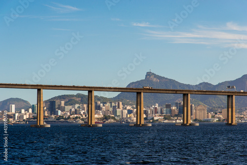 Rio - Niteroi Bridge Crossing Guanabara Bay and Rio de Janeiro City Behind With the Corcovado Mountain © Donatas Dabravolskas