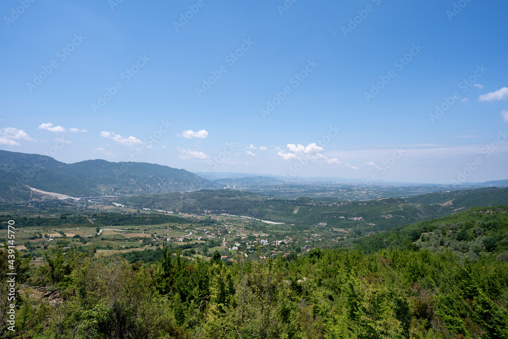Albania highland views, valley Tirana city in horizon