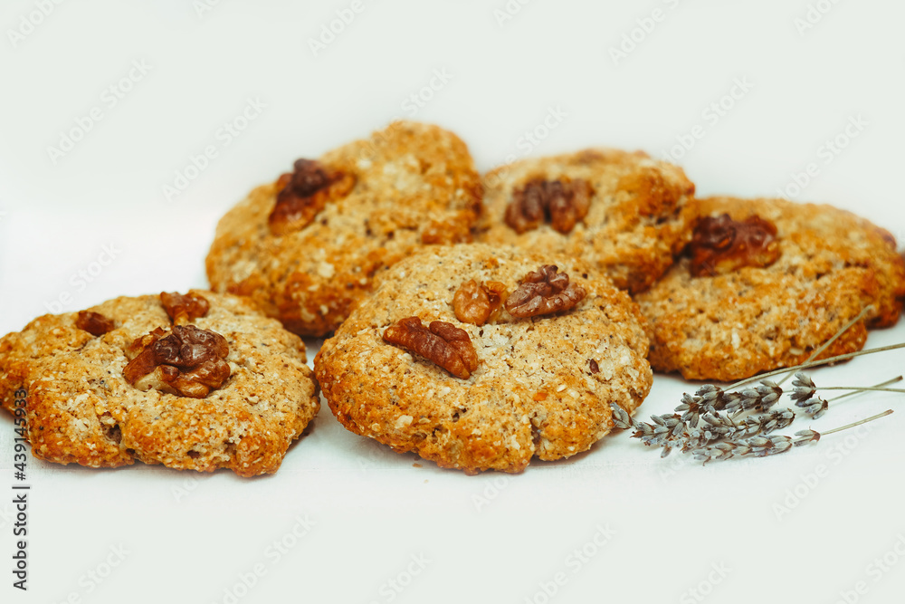 Fresh baked gourmet cookies with nuts