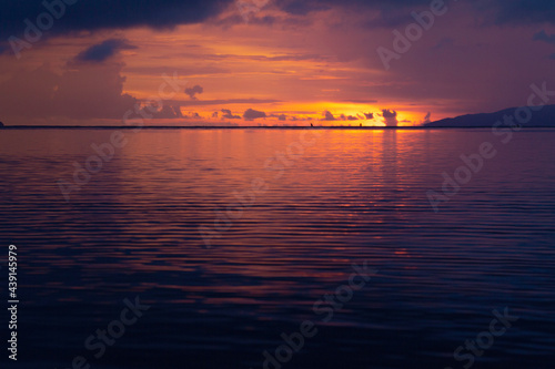 calm sea at sunset summer nature background © thekopmylife