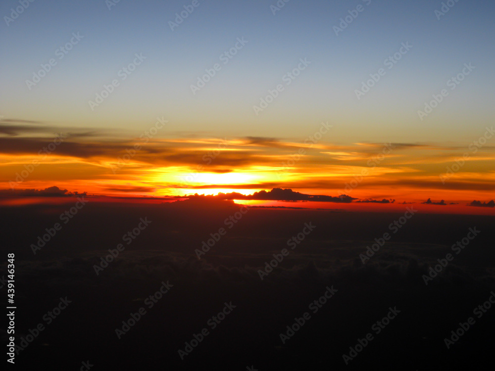 sunset seen from the plane