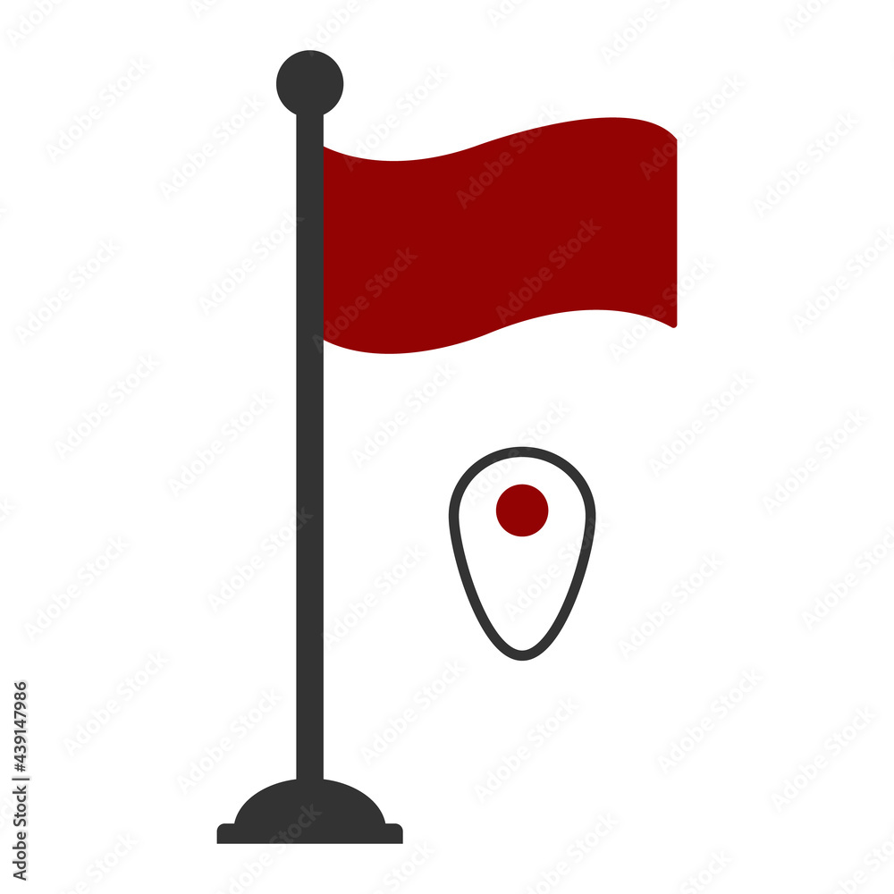Flag with navigation icon. Marketing strategy sign. Goal achievement. Flag with navigation icon. Marketing strategy sign. Goal achievement.