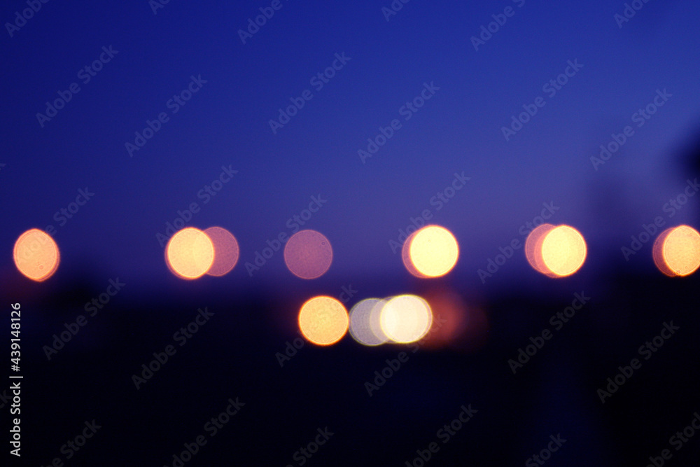 Fototapeta premium blur bokeh sky at sunset and lamp background.