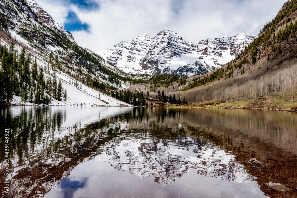 Maroon Bells reflection with bad weather moving in