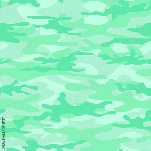 Abstract seamless camouflage. Aquamarine. Print for a marine uniform.