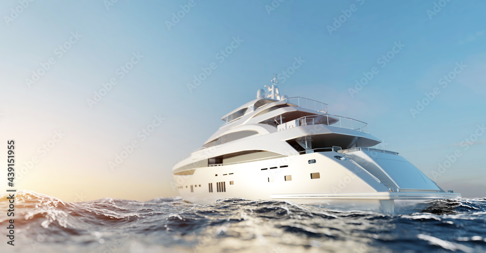 Luxury motor yacht on the ocean Luxury motor yacht on the ocean