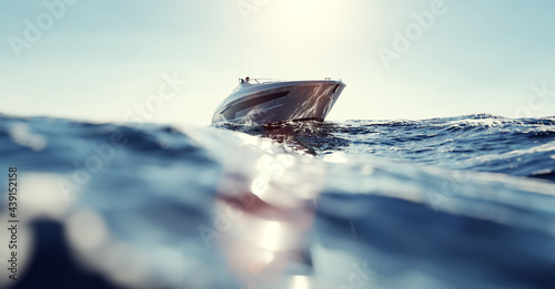Catamaran motor yacht on the ocean photo
